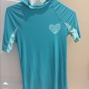turquoise short sleeved wetsuit :))